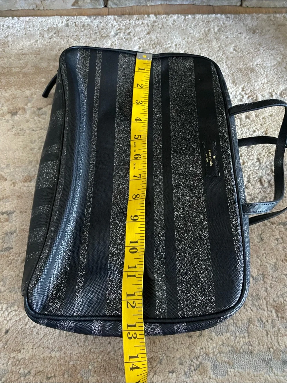 Kate Spade Giana Haven Lane Glitter Stripe Travel Cosmetic Bag Shower Makeup
